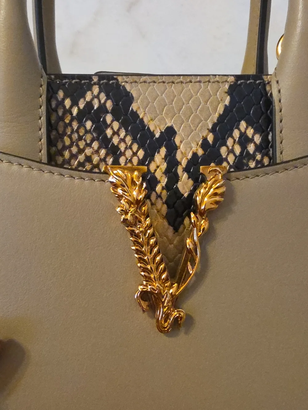 Versace Virtus Top-Handle 2Way Python Print Handbag EUC And COI